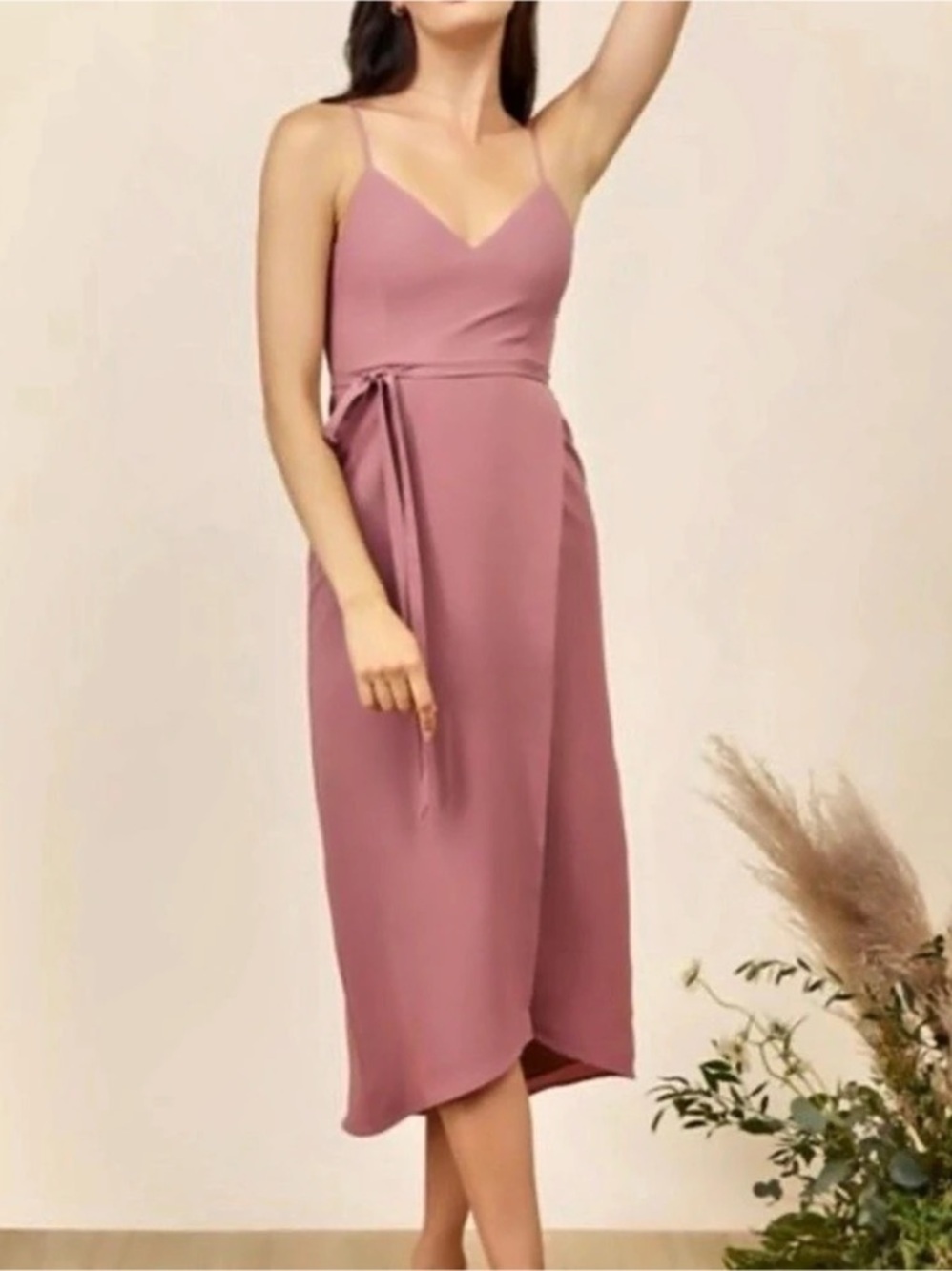 Park & Fifth Mauve Abbott Faux-Wrap Midi Dress Size L